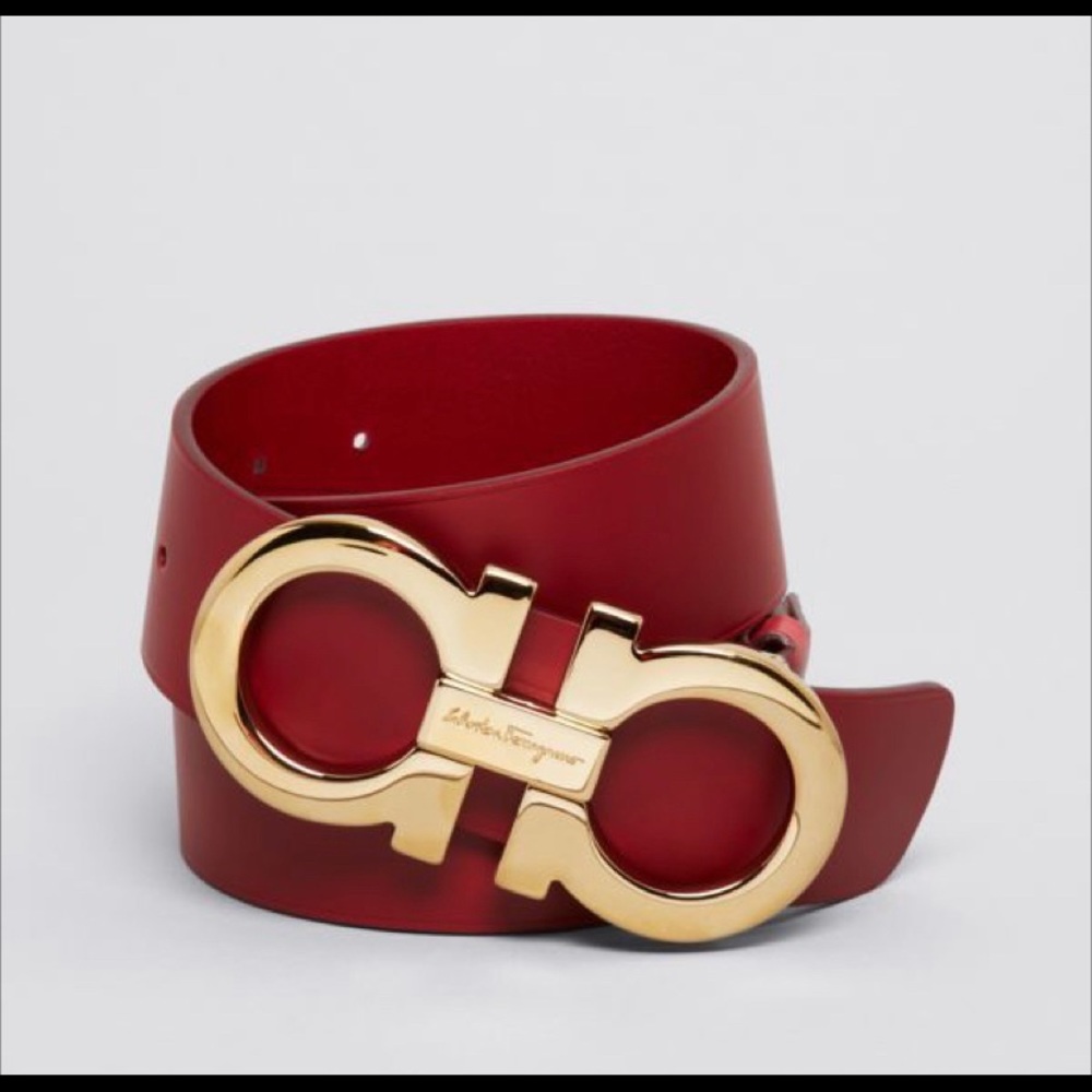 Salvatore Ferragamo Double Gancini Leather Belt